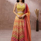 House of Panchhi Yellow Organza Leheriya Printed Lehenga Choli & Dupatta | Swadesiicart