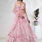 House of Panchhi Pink Georgette Sequins And Thread Embroidery Lehenga Choli & Dupatta | Swadesiicart