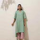 trueBrowns Mint Green Cotton Linen Kurta Pant Set | Swadesiicart