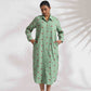 trueBrowns Green Cotton Embroidered Shirt Dress | Swadesiicart