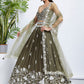 House of Panchhi Teal - Georgette Sequins, Mirror And Thread Embroidery Lehenga Choli | Swadesiicart