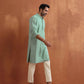 trueBrowns Men's Green Cotton Dobby Kurta | Swadesiicart