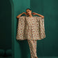 trueBrowns Off white Floral Bunch Muslin Silk Printed Kaftan Gathered Co-ord Set - Swadesiicart