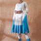 InWeave Women's White Lurex Blue Dye Patch Gota Anarkali Kurta Set W Dupatta - Swadesiicart