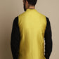 Even Apparels Men's Yellow Mandarin Collar Waistcoat | Swadesiicart