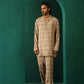 trueBrowns Men's Beige Geometric Muslin Silk Printed Co-ord Set - Swadesiicart