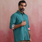 trueBrowns Men's Teal Cotton Shirt | Swadesiicart