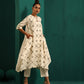 trueBrowns Ivory Rhombus Cotton Handkerchief Kurta Pant Set | Swadesiicart
