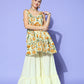 InWeave Women's Off White Yellow Floral Print Tie Up Kurta Sharara Set - Swadesiicart