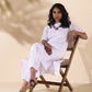 trueBrowns White Cotton Dobby Kurta Pant Set | Swadesiicart