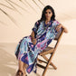 trueBrowns Blue Cotton Ikat Oversized Dress | Swadesiicart