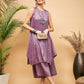 InWeave Women's Mauve Lurex Short Pallazo Kurta Set - Swadesiicart