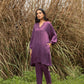 trueBrowns Purple Viscose Dobby Relaxed Co-ord Set - Swadesiicart