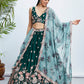 House of Panchhi Teal Pure Georgette Sequins And Thread Embroidery Lehenga Choli & Dupatta | Swadesiicart