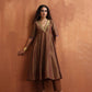 trueBrowns Bronze Tissue Flared Anarkali Kurta Set | Swadesiicart