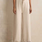 trueBrowns Ivory Woollen Flared Pants | Swadesiicart