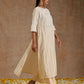 trueBrowns Ivory Gold Cotton Neck Pleat Kurta Set | Swadesiicart