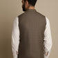 Even Apparels Men's Brown Mandarin Collar Waistcoat | Swadesiicart