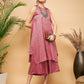 InWeave Women's Wine Lurex Short Pallazo Kurta Set - Swadesiicart