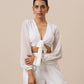trueBrowns Chiffon White Dobby Tie Up Top | Swadesiicart