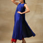 trueBrowns Blue Textured Silk Sleeveless Kurta Pant Set | Swadesiicart