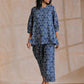 trueBrowns Indigo Dabu Overall Print Cotton Baggy Sleeve Co-Ord Set - Swadesiicart