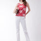 InWeave Red Elephant Sleeveless Top - Swadesiicart