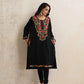 trueBrowns Black Kashmiri Embroidered Woollen Phiran Kurta | Swadesiicart