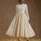 trueBrowns Ivory Gold Cotton Anarkali Set | Swadesiicart