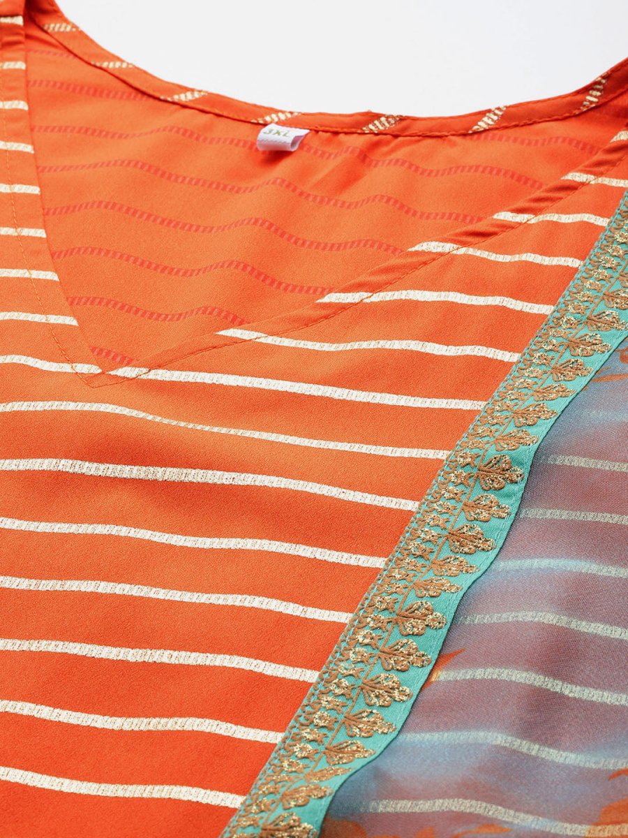 Ahalyaa Plus Size V-Neck Maxi Ethnic Dress | Swadesiicart