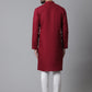 Even Apparels Maroon Pure Cotton Kurta With Band Collar | Swadesiicart