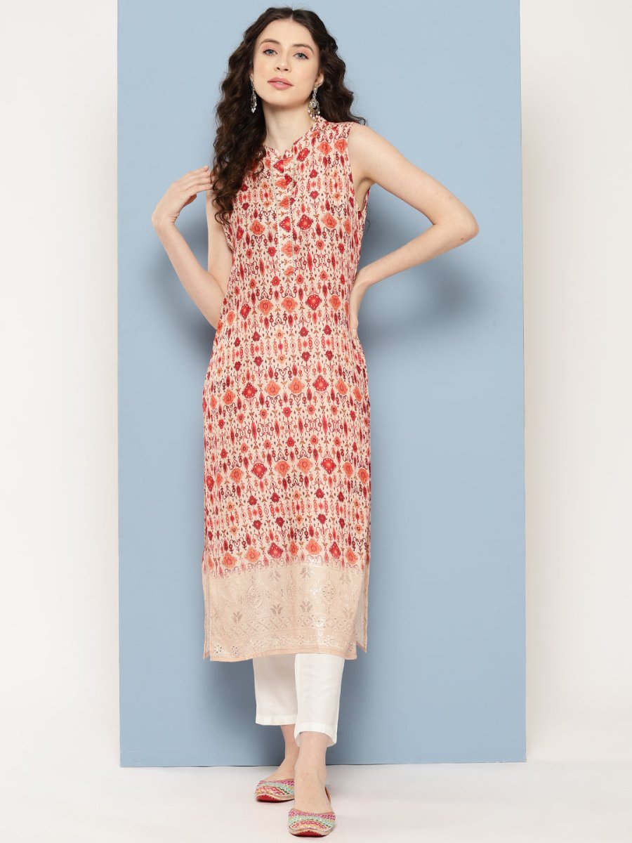 Ahalyaa Women Ethnic Motifs Embroidered Gotta Patti Kurta | Swadesiicart