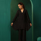 trueBrowns Black Silk Collar Co-ord Set - Swadesiicart