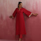 trueBrowns Red Straight Cotton Dobby Kurta Set | Swadesiicart