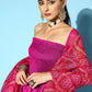 InWeave Purple Off Shoulder Silk Kurta Set -Pink Kota Bandhej Dupatta - Swadesiicart