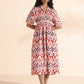 trueBrowns Carrot Cotton Ikat Dress | Swadesiicart