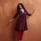trueBrowns Purple Floral Print Anarkali Kurta Co-ord Set - Swadesiicart