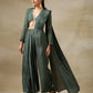 trueBrowns Dark Green Bandhani Printed Silk Palazzo Stitched Saree | Swadesiicart