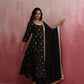 trueBrowns Black Viscose Silk Kurta Set | Swadesiicart