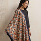 trueBrowns Navy Blue Embroidered Woollen Stole | Swadesiicart