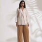 trueBrowns Beige Cotton Stripe Jacket Top Co-ord Set - Swadesiicart
