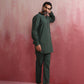 trueBrowns Men's Green Cotton Mandarin Collar Kurta Co-ord set - Swadesiicart