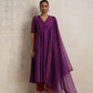 trueBrowns Purple Silk Anarkali Kurta Pant Dupatta Set | Swadesiicart