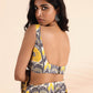 trueBrowns Yellow Muslin Ikat Sleeveless Blouse | Swadesiicart
