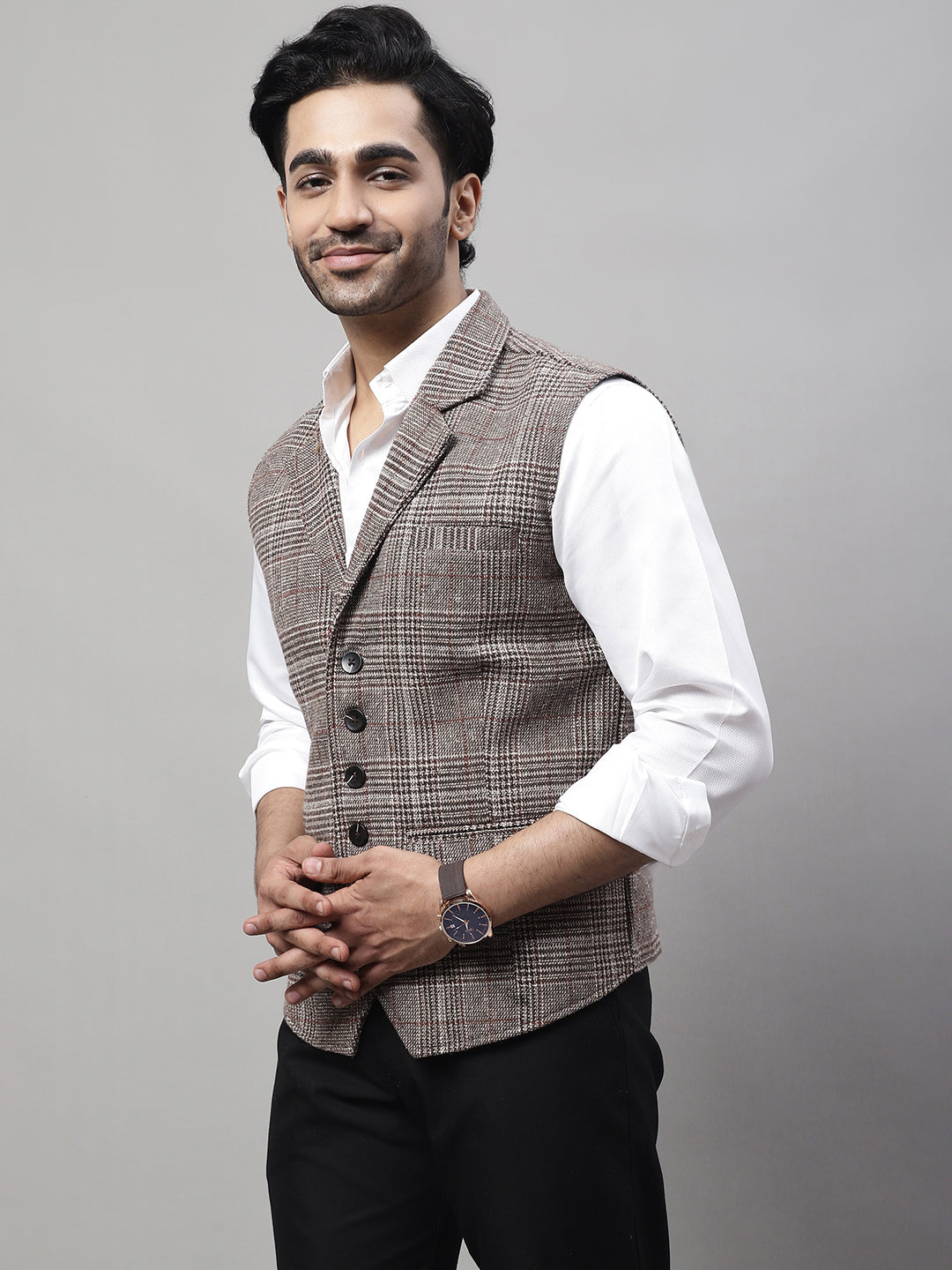 Even Apparels Men's Brown Pure Wool Nehru Jacket | Swadesiicart