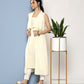 Ahalyaa Women White & Yellow Checked Crepe Kurta | Swadesiicart