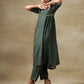 trueBrowns Dark Green Bandhani Printed Silk Side Gathered Kurta Pant Set | Swadesiicart