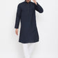 Even Apparels Blue Pure Cotton Kurta With Band Collar | Swadesiicart