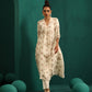 trueBrowns Ivory Peach Cotton Front Gathered Kurta Pant Set | Swadesiicart