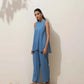 trueBrowns Blue Viscose Solid Co-ord Set - Swadesiicart